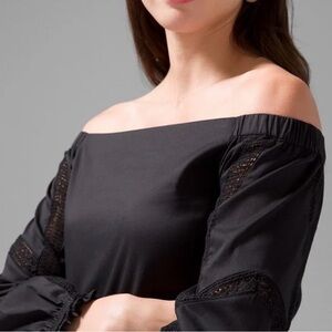 White House Black Market Off-Shoulder Black Blouse